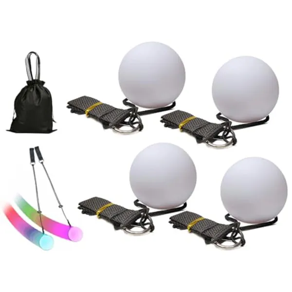 Hitopin LED Poi Balls - Rainbow Glow Set