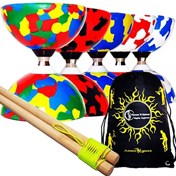 Juggle Dream JESTER Pro Diabolo Set (Multicolour + Wooden Sticks)