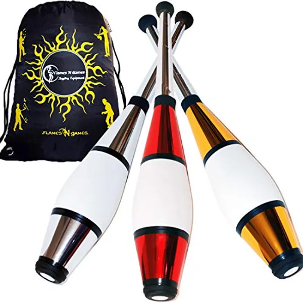 Juggle Dream EURO PRO Juggling Clubs Set (Silver/Red/Gold)
