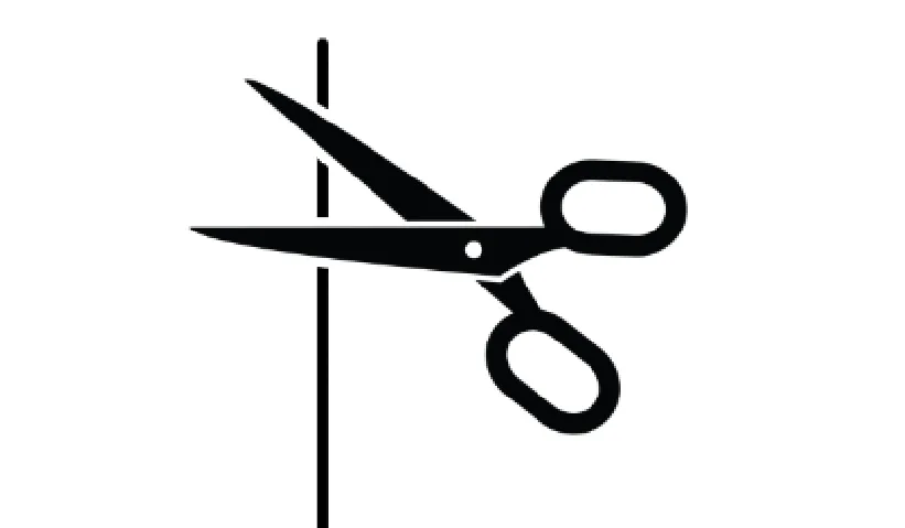 illustration showing string being cut by a pair of scissors